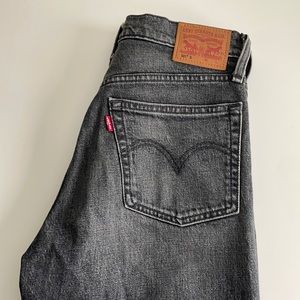 Levi’s 501 Faded Gray Ripped Hem Slim Jeans